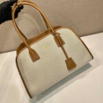 Prada Medium Linen Blend And Leather Tote Bag 1BG572